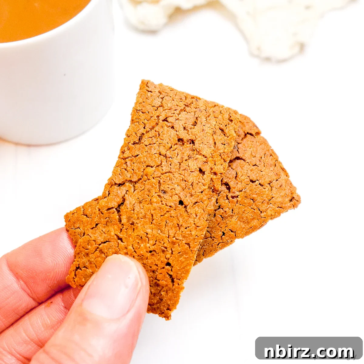 Two vegan oat Biscoff cookies
