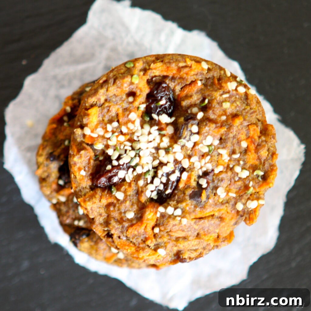 Delightful Vegan Carrot Cake Breakfast Cookies Gluten Free Oil Free 3 Overhead shot of several vegan carrot cookies arranged neatly, highlighting their natural ingredients