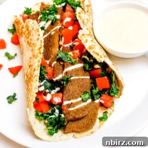 Power-Packed Lentil Gyros Soy-Free Goodness 7 Lentil gyros wrapped in a coconut flour tortilla, a high-protein, soy-free vegan meal.