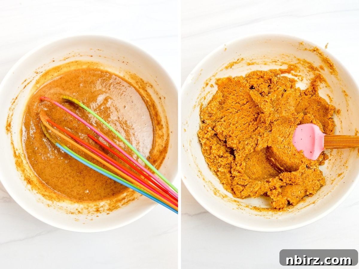 The Perfect Grain-Free Vegan Wedding Cookie 4 Two photo collage showing how to make coconut flour cookie dough