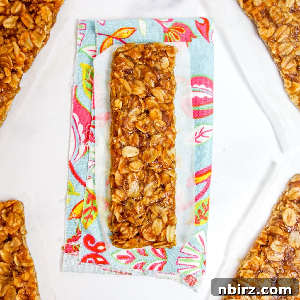 No-bake granola bars on white parchment paper