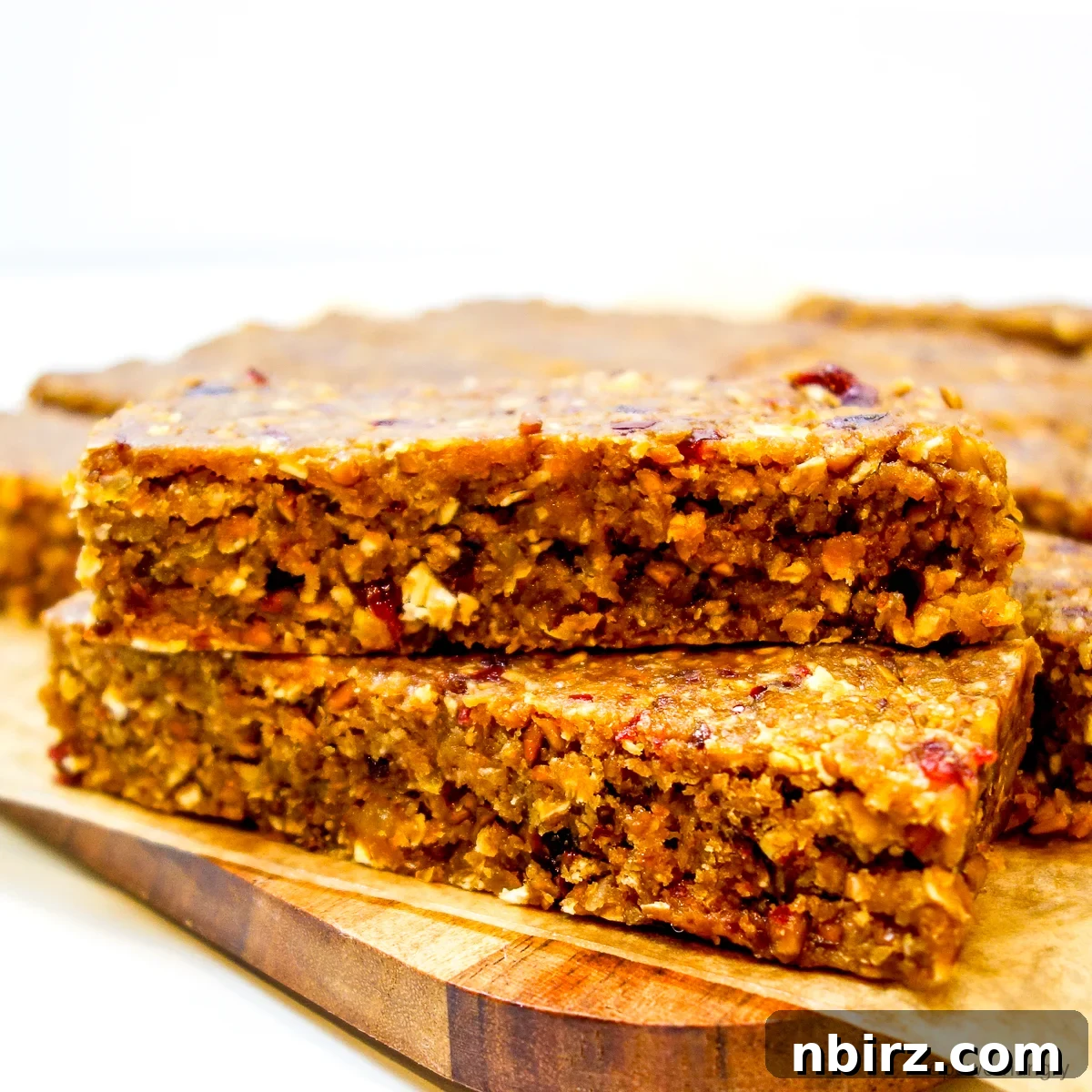 Delicious and healthy flax protein bars displayed on a rustic wood cutting board, showcasing their appealing texture.
