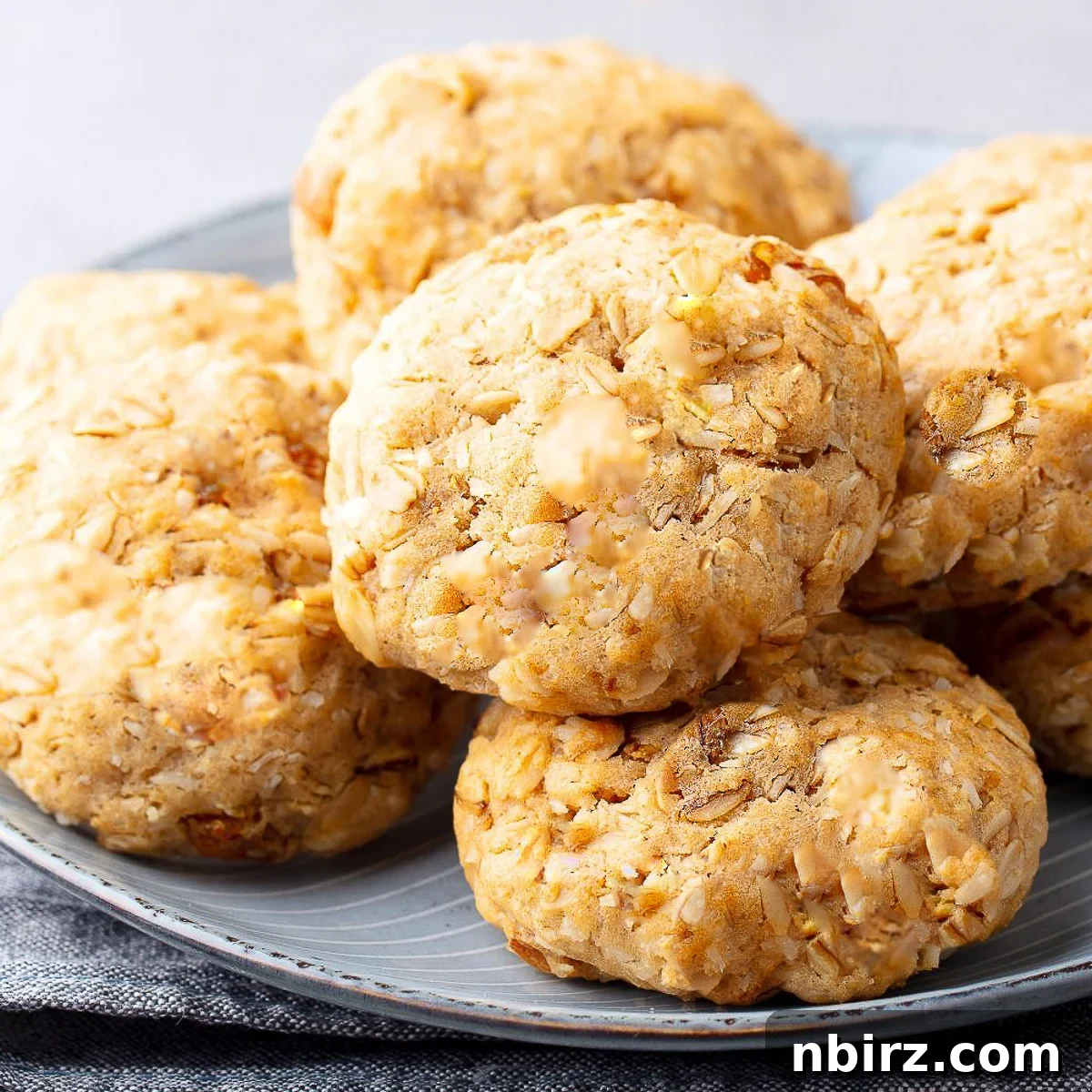 No-Fuss Almond Butter Oat Cookies 7 A plate filled with delicious almond butter oatmeal cookies