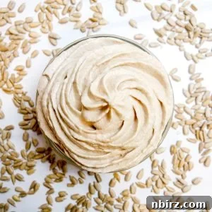 sunflower seed whipped cream in a glass bowl