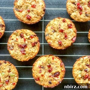 Overhead shot of grain-free granola cookies on a serving plate.
