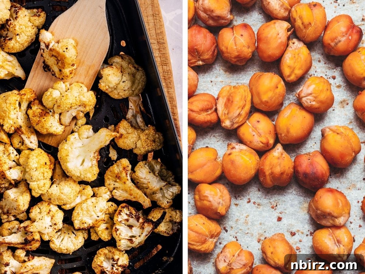 cauliflower and chickpeas, roasted