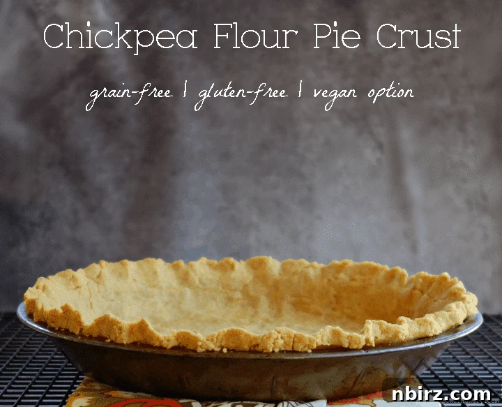Grain-Free Chickpea Pie Crust 5 The finished baked chickpea flour pie crust on a black cooling rack, ready to be filled