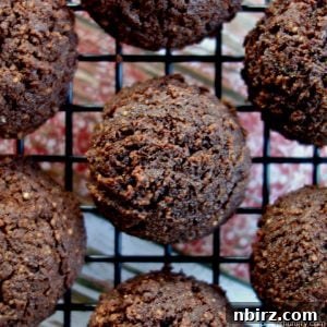 Close-up of a finished chocolate coconut flour cookie.
