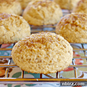 Close-up of a freshly baked vegan coconut flour snickerdoodle cookie