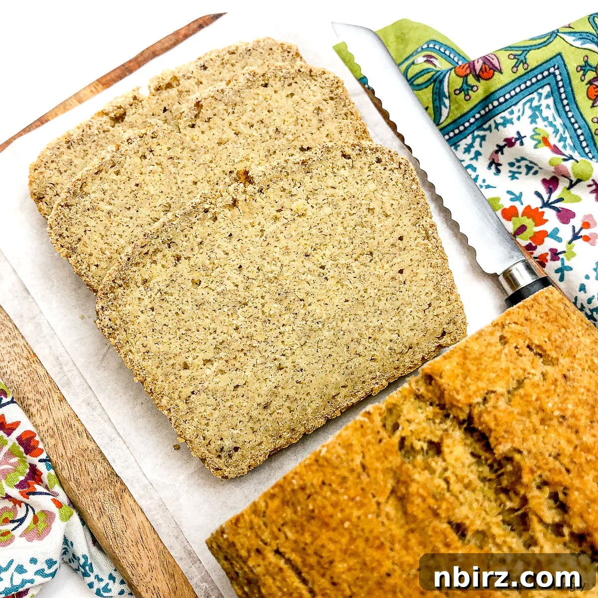 High-Protein Chickpea Bread 12 Chickpea bread sliced on a cutting board