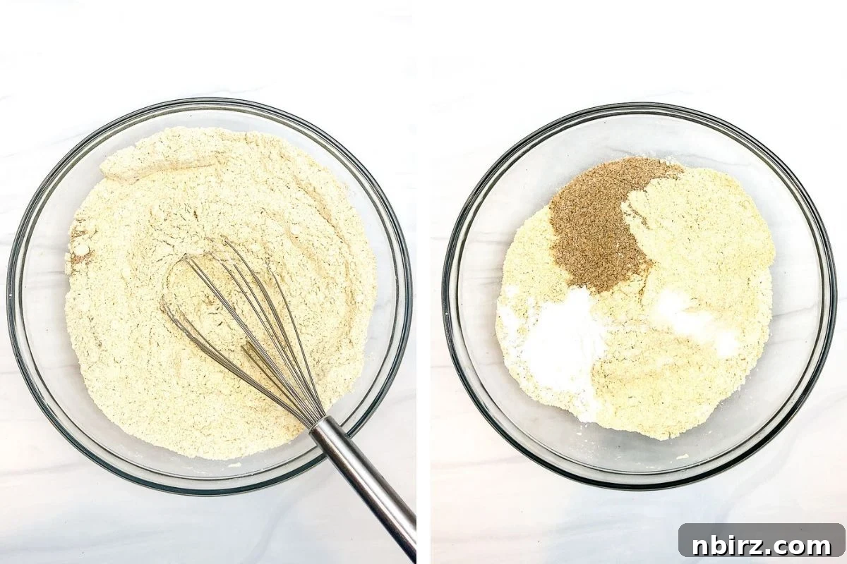High-Protein Chickpea Bread 5 Blending dry ingredients for chickpea flour protein bread