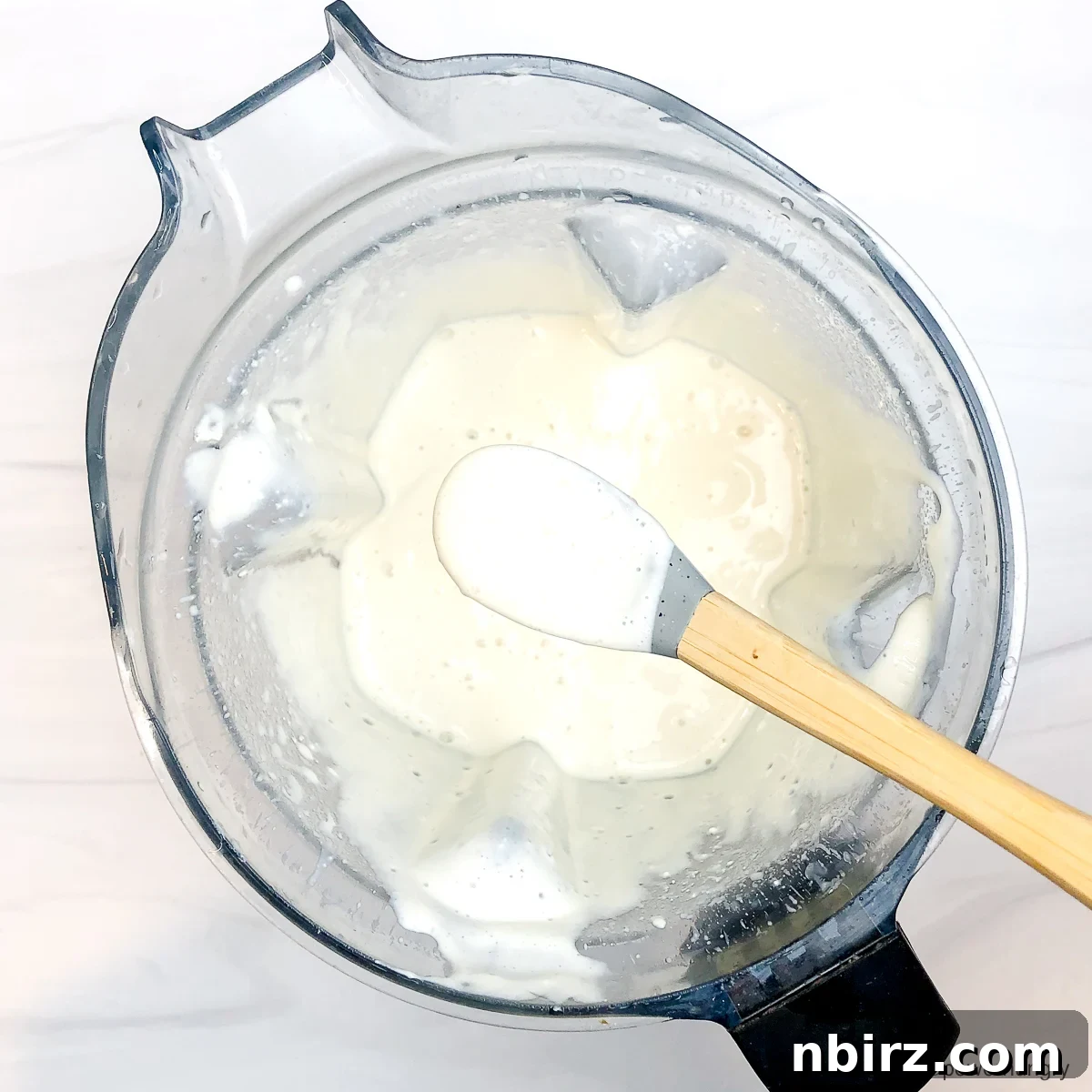High-Protein Chickpea Bread 6 Blended wet ingredients in a blender