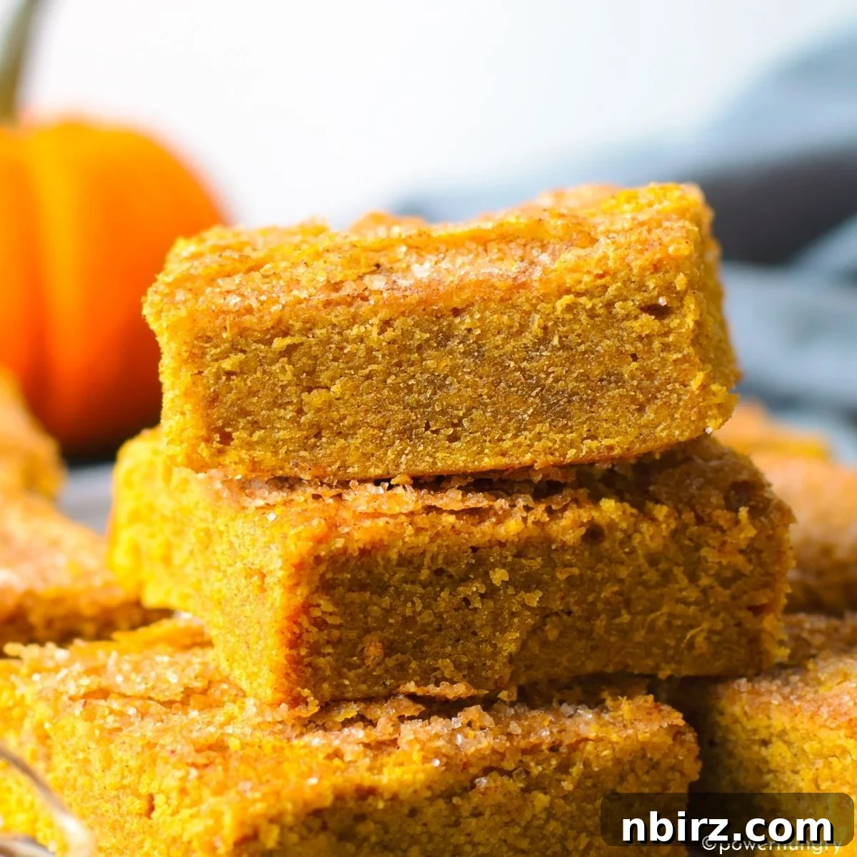 Vegan Pumpkin Protein Bars Stacked Stack of delicious vegan pumpkin protein bars