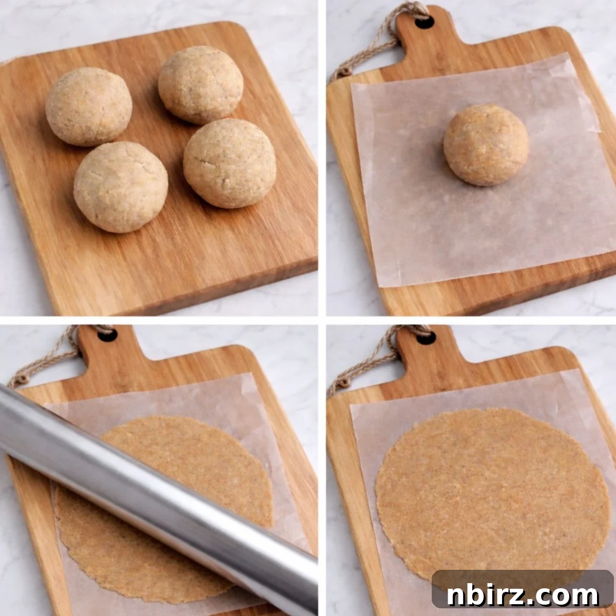 Sunflower Seed Flatbread 6 Rolling out sunflower seed tortillas