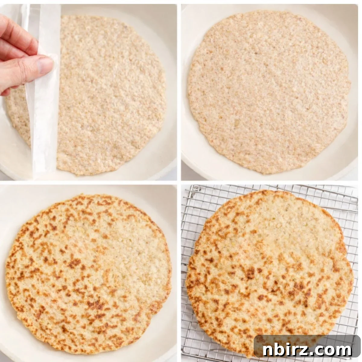 Sunflower Seed Flatbread 7 Cooking sunflower seed tortillas in a skillet