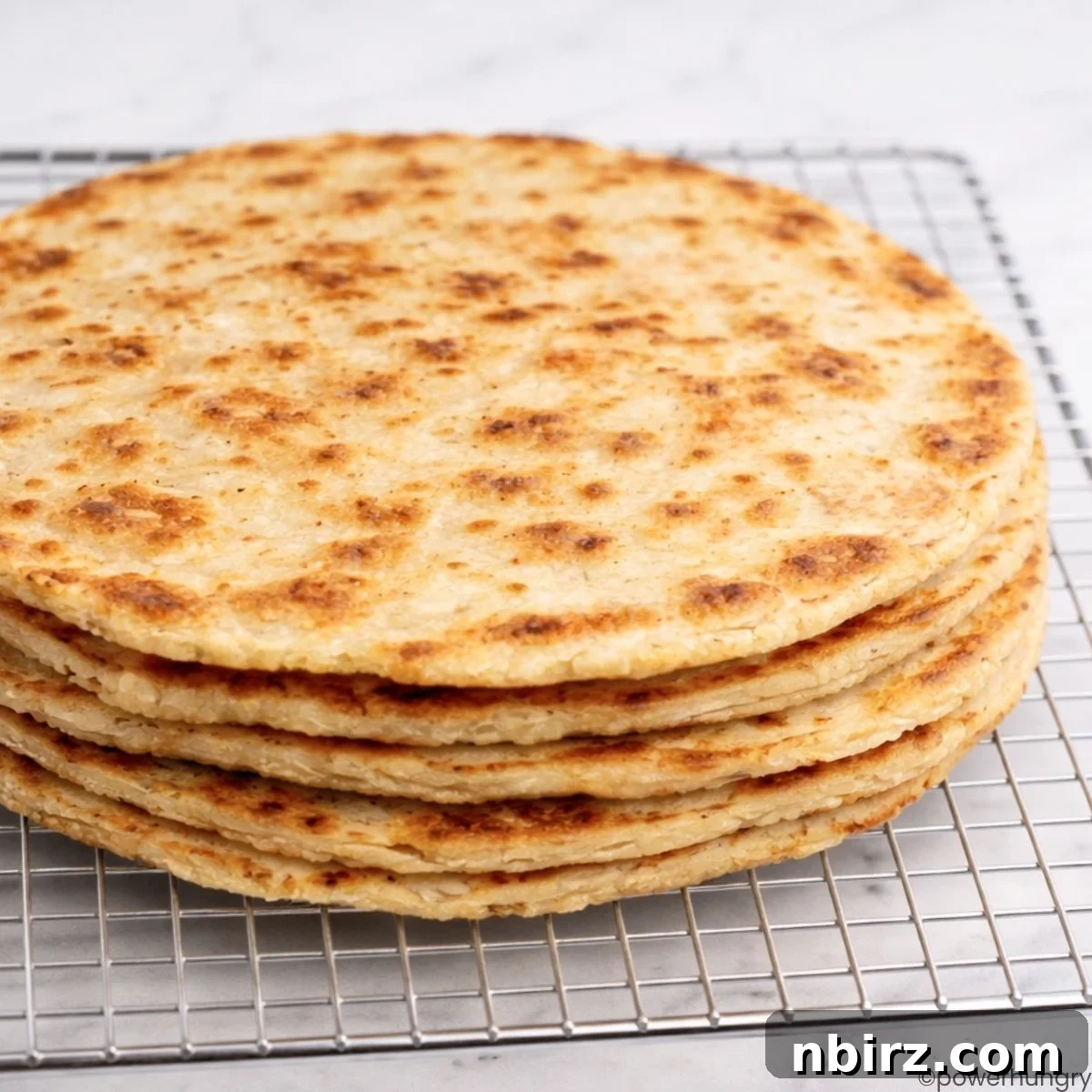 Sunflower Seed Flatbread 8 Stack of finished sunflower seed tortillas