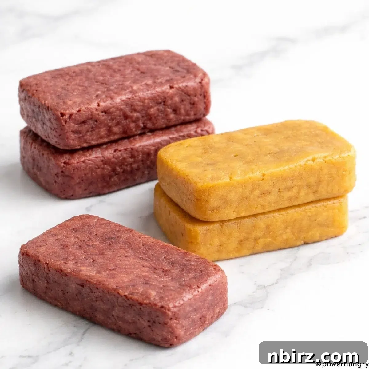Stacks of apricot and cherry 3-ingredient vegan protein bars, showcasing their appealing texture and vibrant colors.