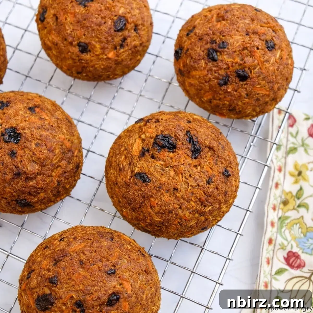 Guilt Free Carrot Cake Lentil Bread High Protein Vegan Grain Free 7 High protein carrot cake bread rolls on a cooling rack