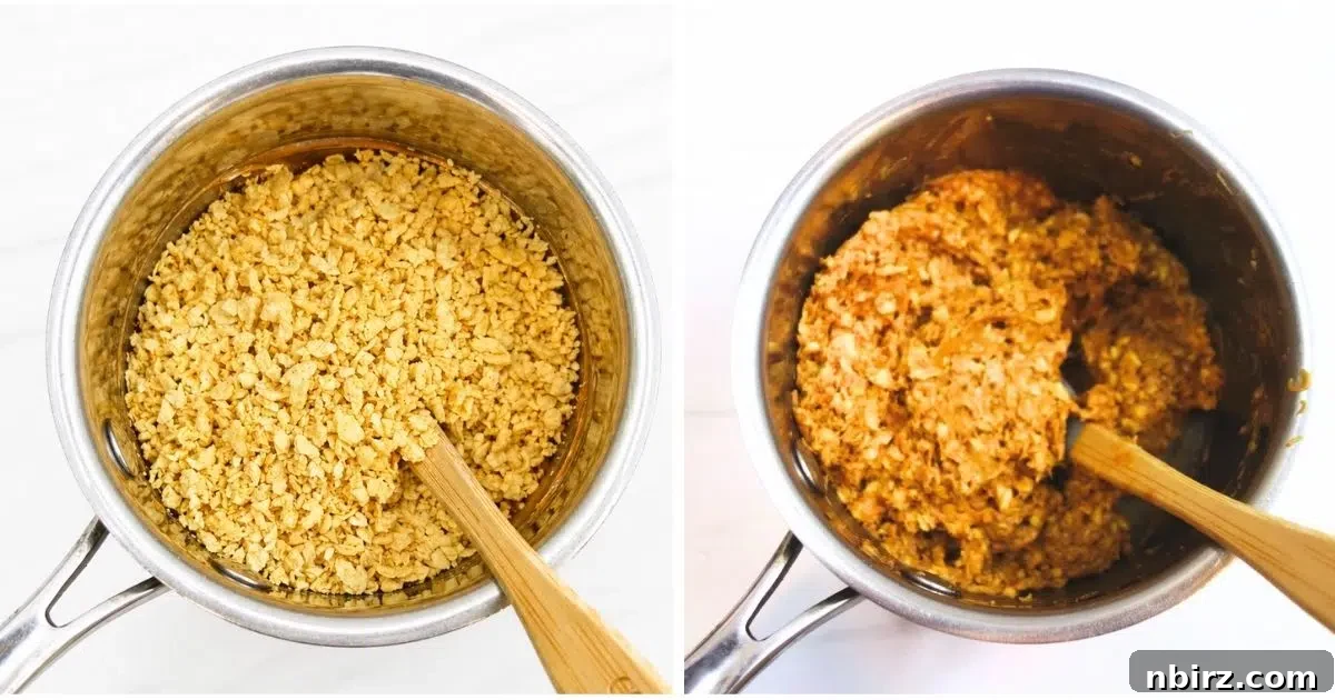 3-Ingredient Vegan No‑Bake Protein Cookies (Grain-Free) 7 adding the dry ingredients to 3 ingredient no bake protein cookies