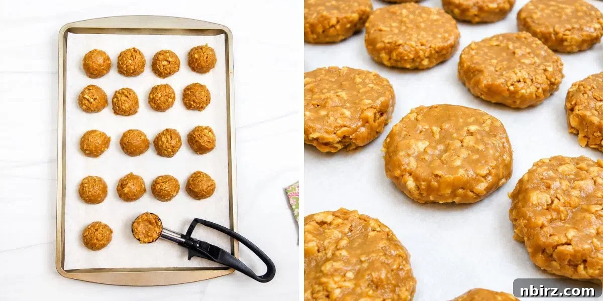 3-Ingredient Vegan No‑Bake Protein Cookies (Grain-Free) 8 two photo collage showing how to portion and shape the no bake protein cookies