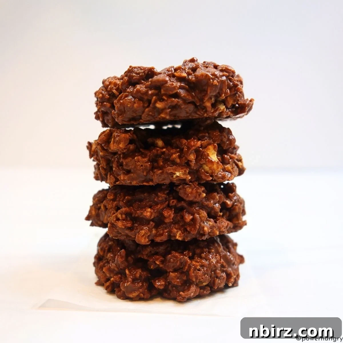 stack of 4 no bake chocolate protein cookies