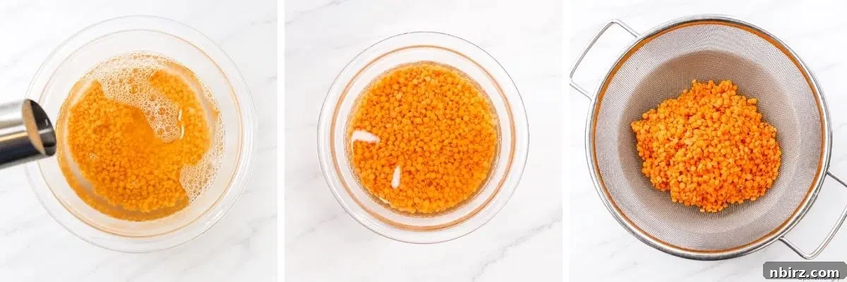 4-Ingredient High-Protein Vegan Red Lentil Pancakes 5 red lentils soaked and drained