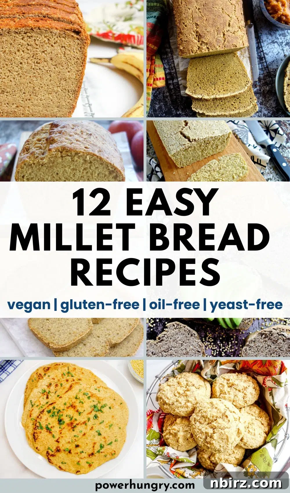 pinterest collage of vegan millet recipes for bread