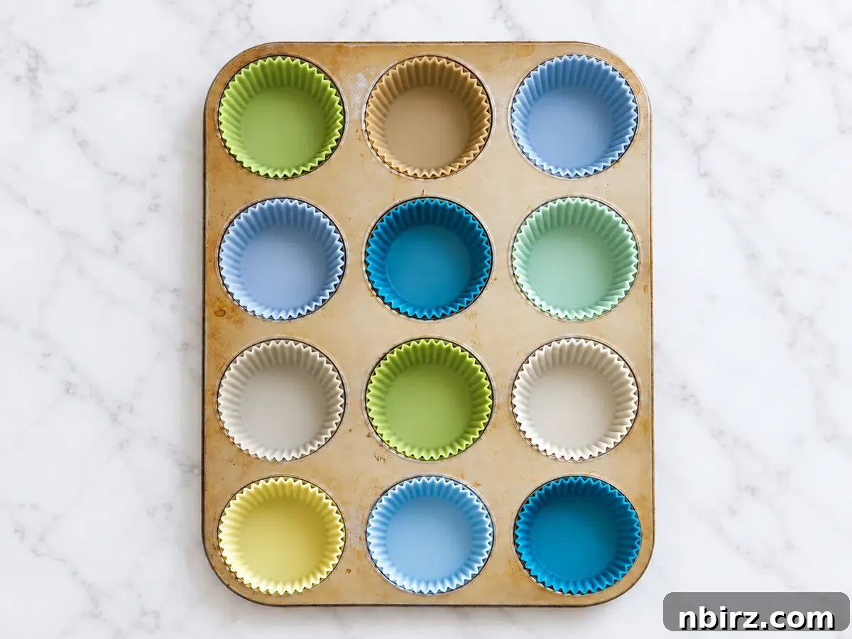 prepared muffin tin for vegan chocolate buckwheat muffins