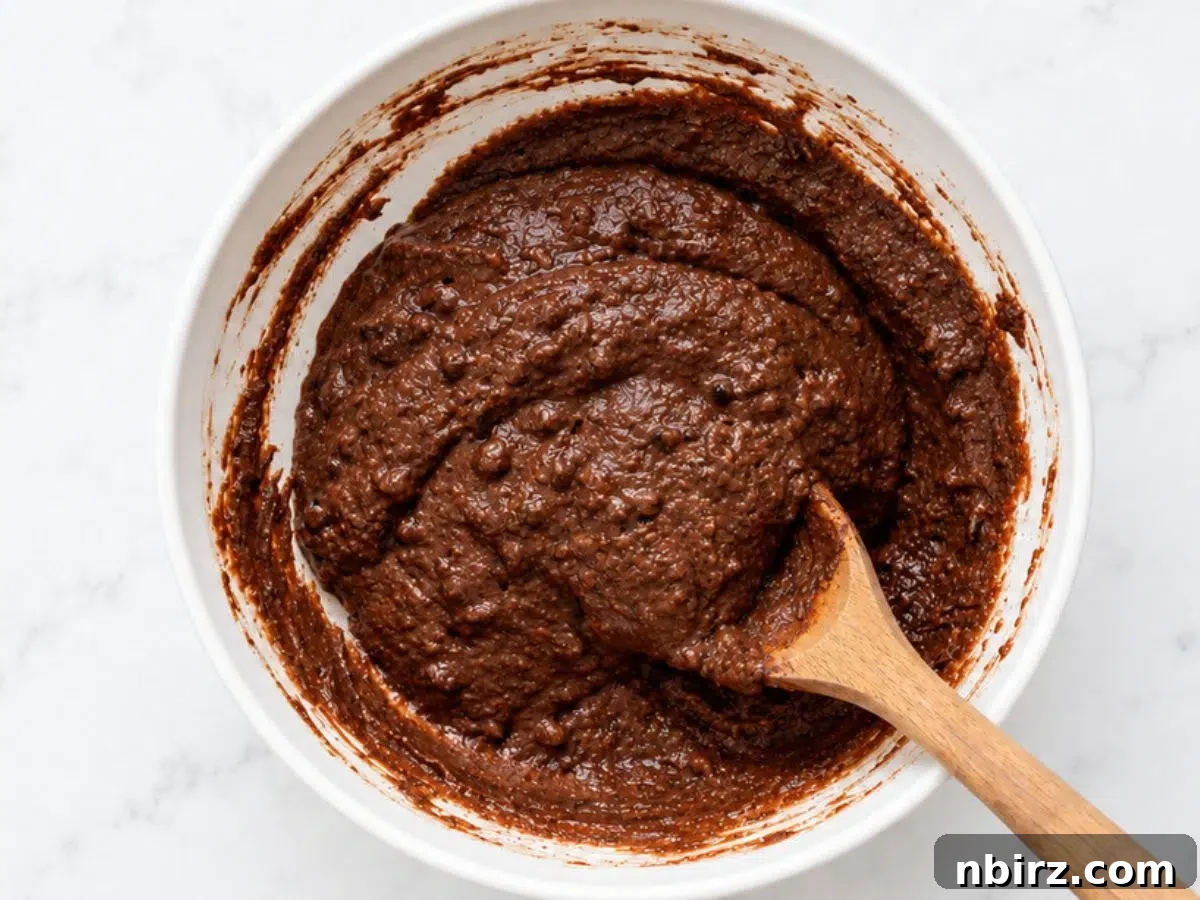 vegan chocolate buckwheat muffins batter in white bowl