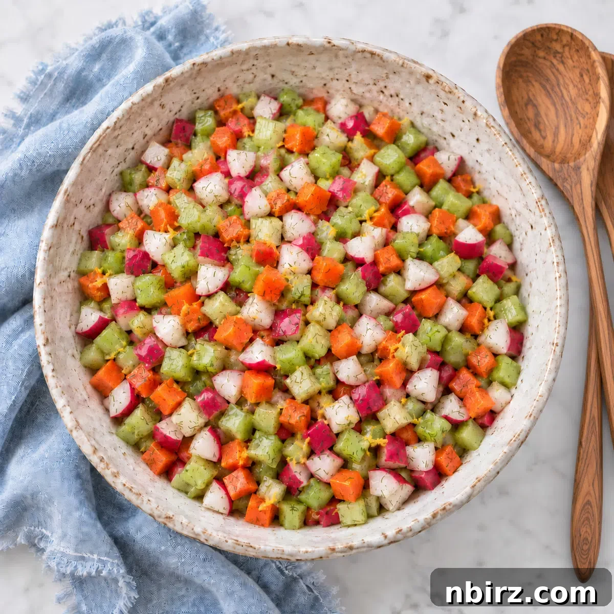 Chopped Winter Salad with Roasted Squash and Pomegranate 3 chopped winter salad overhead serving bowl